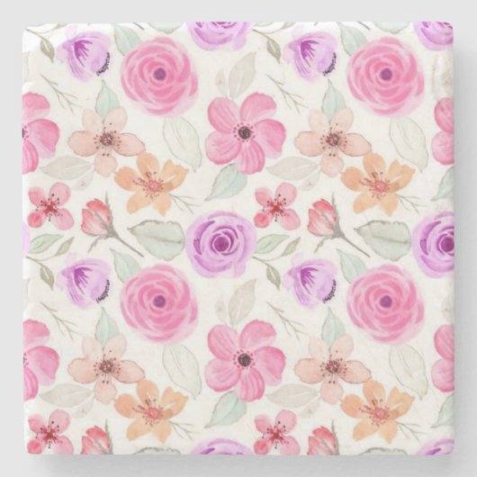 花柄 ストーンコースター (正面)