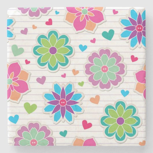 花柄 ストーンコースター (正面)