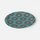 花柄-ターコイズ ペーパープレート (アングル)