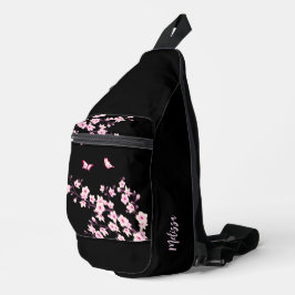 花柄 チェリー ブルーム ブラック ピンク モノグラム スリングバッグ