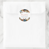 花柄 ネイビーブルー ラスト ブラウン ブライダルシャワー ウェルカム ラウンドシール (バッグ)