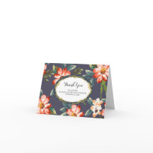 花柄 ネイビー ゴールド 結婚式 お礼