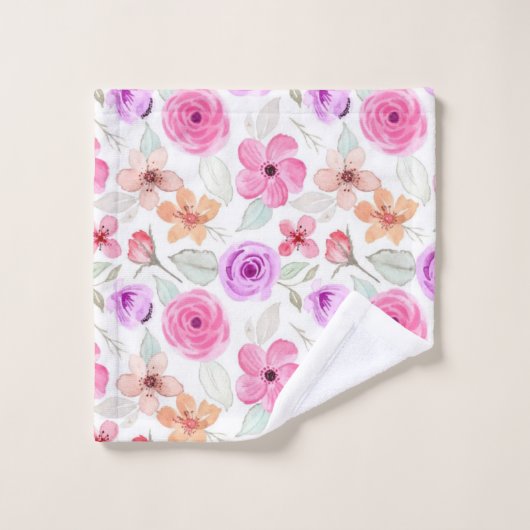 花柄 バスタオルセット (ウォッシュタオル)