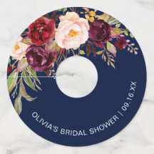 花柄 バーガンディ ネイビーブルー ブライダルシャワー