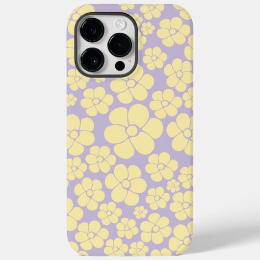 花柄 – パステルイエローとパープル Case-Mate iPhoneケース (裏面)