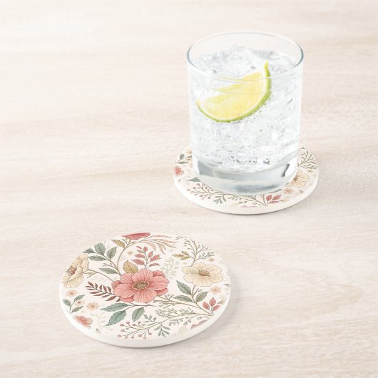 花柄 パステルカラーのママハウス コースター (側面)