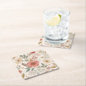 花柄 パステルカラー スクエアペーパーコースター (インサイチュ)