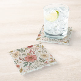 花柄 パステルカラー ママ ガラスコースター