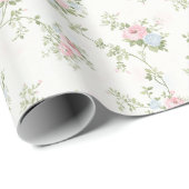 花柄 パステル ピンク 青 誕生日 シャワー 結婚式 ラッピングペーパー (ロールコーナー)