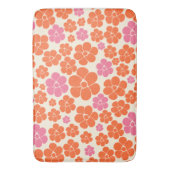 花柄 – ピンク、オレンジ、クリーム バスマット (正面縦)