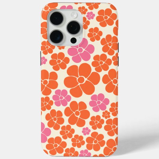花柄 – ピンク、オレンジ、クリーム Case-Mate iPhoneケース (裏面)