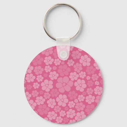 花柄 – ピンク キーホルダー (正面)