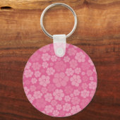 花柄 – ピンク キーホルダー (正面)