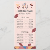 花柄 ピンク パーチ メニュー 価格表 (正面)