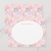 花柄 ピンク＆パープル ありがとう ステーショナリー 招待状 (正面/裏面)