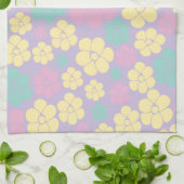 花柄 – ピンク、黄、紫、緑 キッチンタオル (折り畳み)