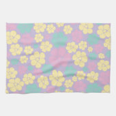花柄 – ピンク、黄、紫、緑 キッチンタオル (横)