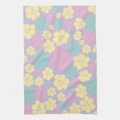花柄 – ピンク、黄、紫、緑 キッチンタオル (縦)