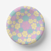 花柄 – ピンク、黄、紫、緑 ペーパーボウル (正面)