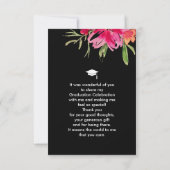 花柄 | ブラックストライプ 卒業お礼カード 招待状 (裏面)