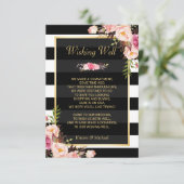 花柄 ブラック ホワイト ストライプ | ウェディング ウィッシング ウェル エンクロージャーカード (スタンド正面)