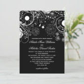 花柄 ブラック/ホワイト - 結婚式招待状 招待状 (スタンド正面)