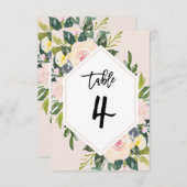 花柄 ブラッシュ 手書き テーブル 4 数字 カード (正面/裏面)