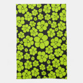 花柄 – ライムグリーン キッチンタオル (縦)