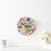 花柄 ラウンド壁時計 (ホーム)