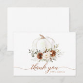 花柄 ラスト クリーム カボチャ 秋の感謝カード サンキューカード (正面/裏面)