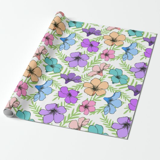 花柄 ラッピングペーパー (アンロールド)