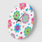 花柄 ラージ壁時計 (傾斜)
