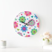 花柄 ラージ壁時計 (ホーム)