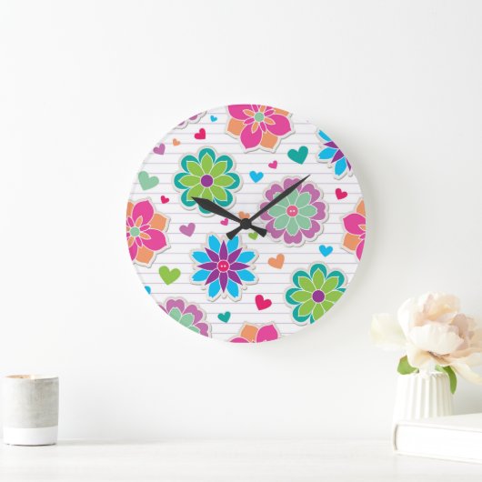 花柄 ラージ壁時計 (ホーム)