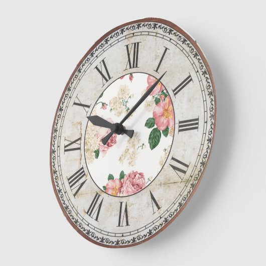 花柄 ラージ壁時計 (傾斜)