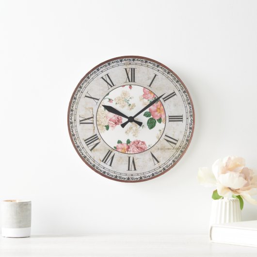 花柄 ラージ壁時計 (ホーム)
