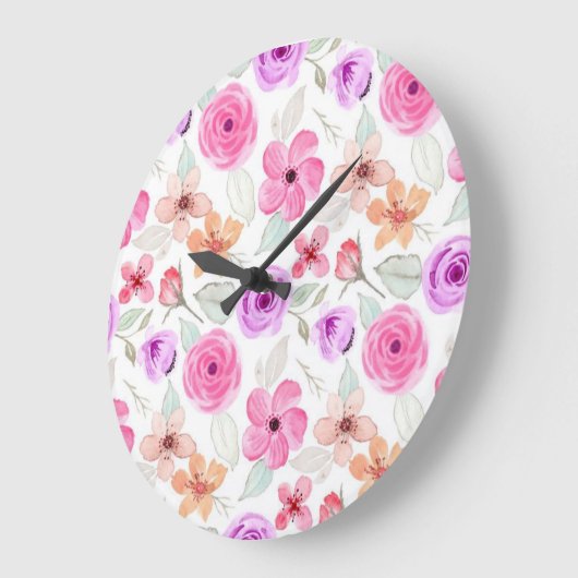 花柄 ラージ壁時計 (傾斜)