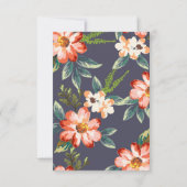 花柄 ヴィンテージ ネイビー 結婚式 出席確認 出欠カード (裏面)