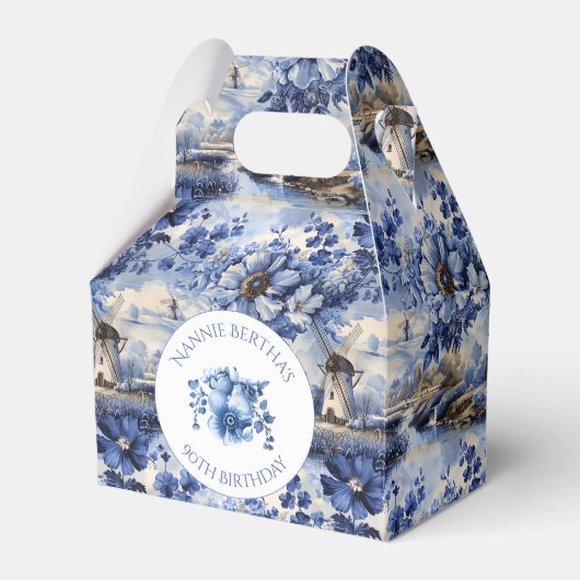 花柄 ヴィンテージ ブルー オランダ シャンセンリー 風車 フェイバーボックス (正面サイド)