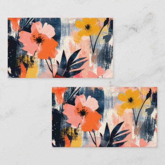 花柄 予約カード (正面/裏面)