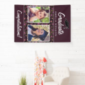 花柄 卒業おめでとう2枚の写真 横断幕 (インサイチュ)