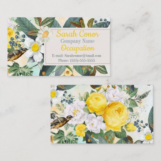 花柄 名刺 (正面/裏面)