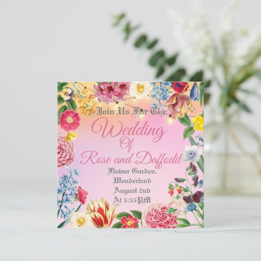 花柄 招待状 (スタンド正面)