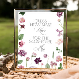 花柄 推測してね キッスの数 ブライダルシャワー ゲーム ポ ポスター