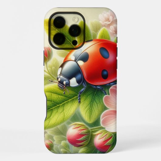花柄/春のテントウムシの作品 iPhoneケース (裏面)