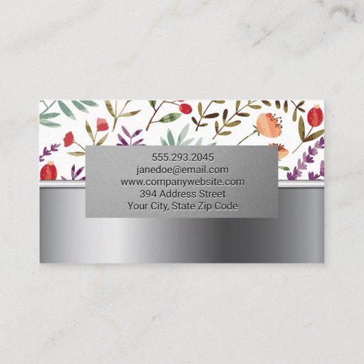 花柄 |春開花 |メタリック 名刺 (裏面)