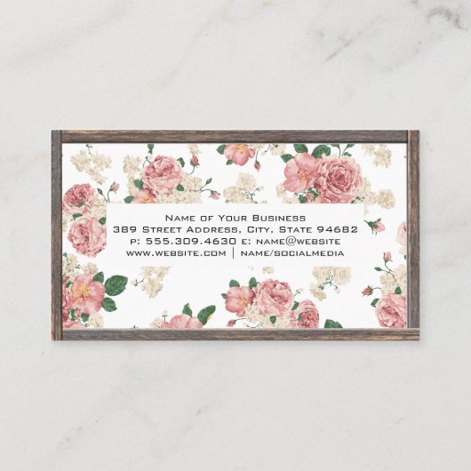 花柄 | 木材縁ど 名刺 (裏面)