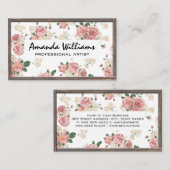 花柄 | 木材縁ど 名刺 (正面/裏面)