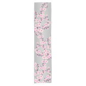 花柄 桜の花 ピンク グレー ショートテーブルランナー (正面)