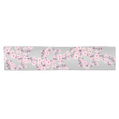 花柄 桜の花 ピンク グレー ショートテーブルランナー (横)